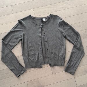 Classic Gray Women's Button-Front Cardigan Sweater